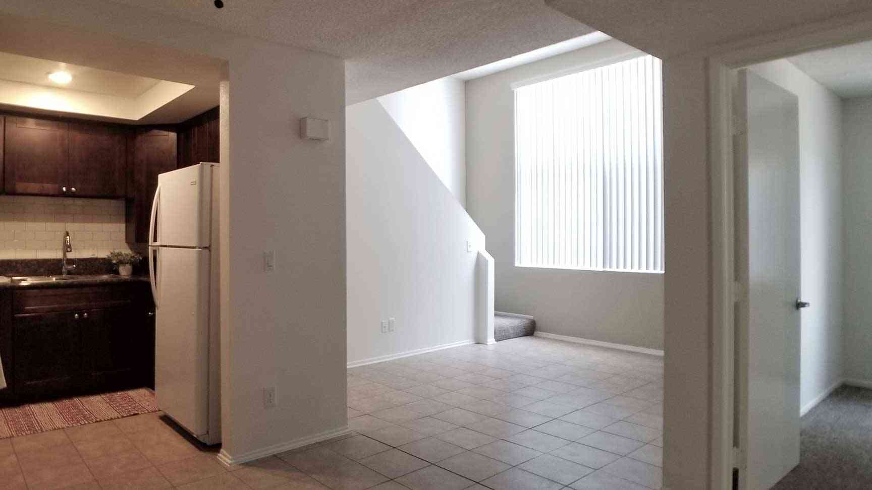 open concept living area with tile flooring