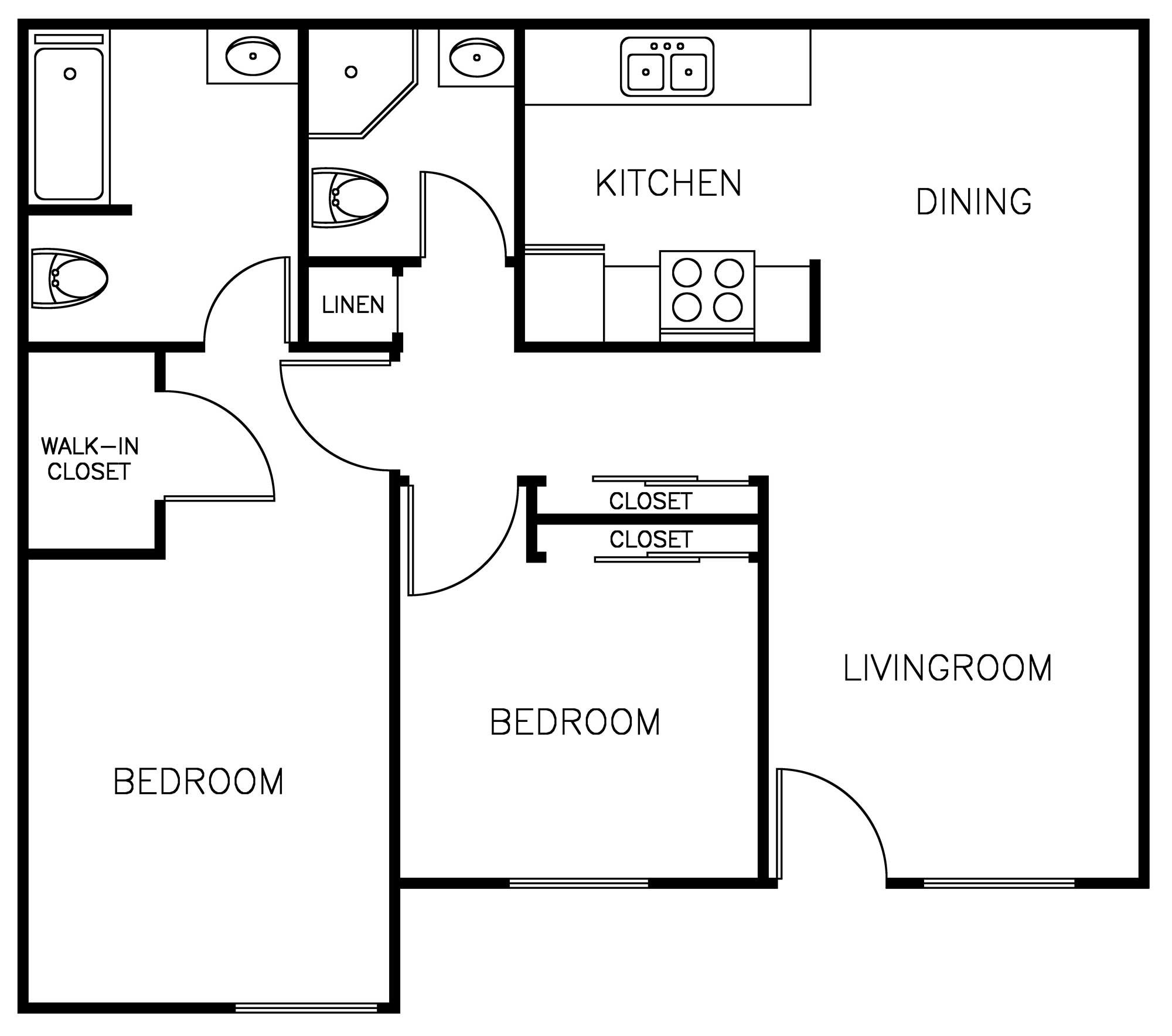 2 Bedroom floor plan layout 2